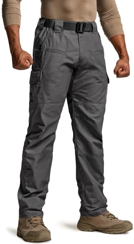 CQR Men's Tactical Pants, Water Resistant Ripstop Cargo Pants, Lightweight EDC Work Hiking Pants, Outdoor Apparel, Raider Charcoal, 34W x 30L