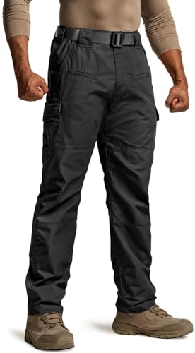CQR Men's Tactical Pants, Water Resistant Ripstop Cargo Pants, Lightweight EDC Work Hiking Pants, Outdoor Apparel, Raider Black, 36W x 30L