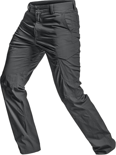 CQR Men's Quick Dry Tactical Pants, Water Resistant Outdoor Pants, Lightweight Stretch Cargo Work Hiking Pants, Runyon Cargo Charcoal, 38W x 30L